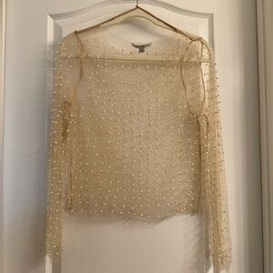 Sheer Beaded and Pearl Top